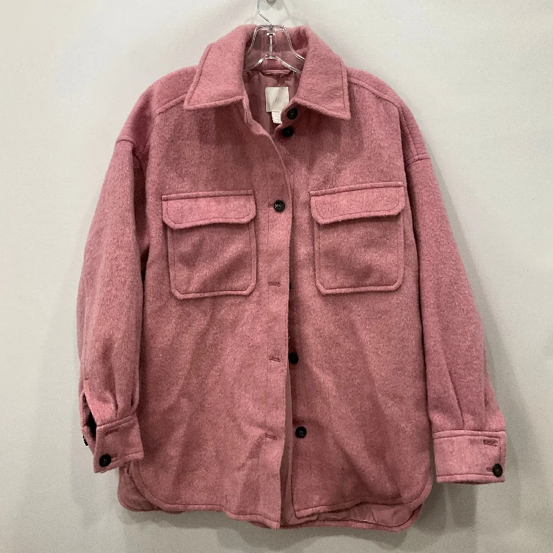 Men's comfortable field jacket-Jacket Shirt By H&m In Pink, Size: S