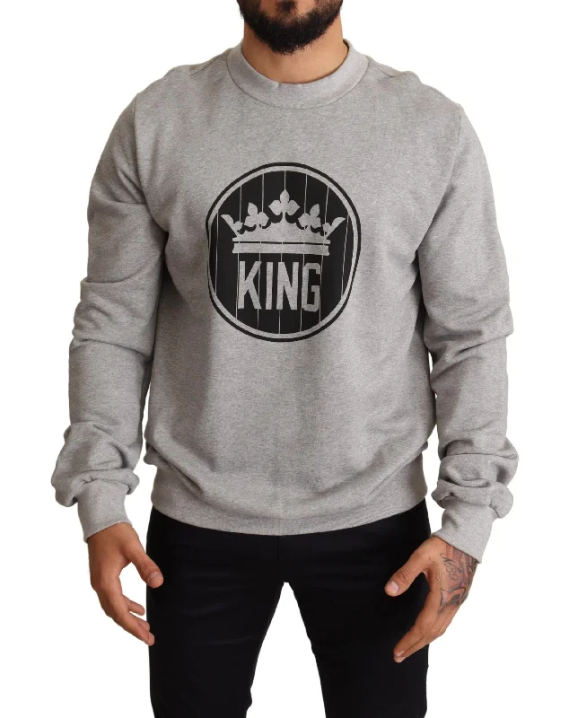 Men's spring knitwear-Dolce & Gabbana Regal Crown Cotton Sweater - Sophisticated Men's