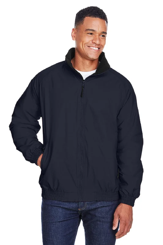 Men's lightweight bomber jacket-Harriton Mens Wind & Water Resistant Full Zip Jacket - Navy Blue