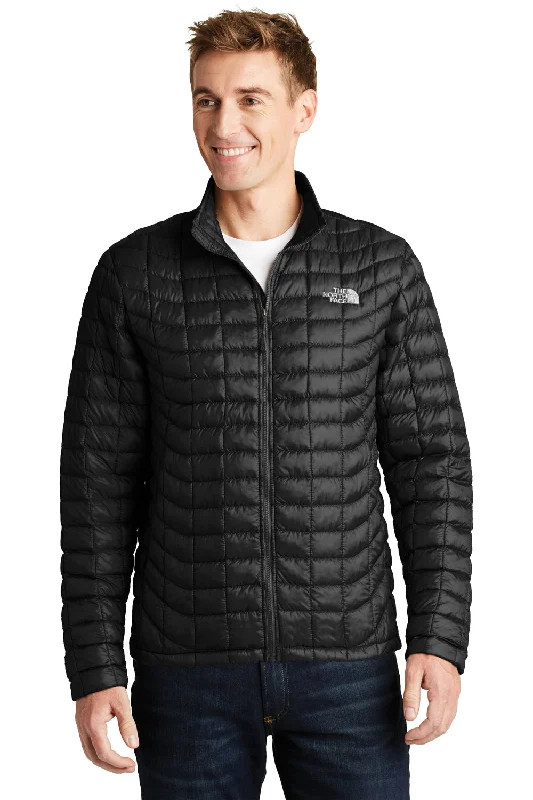 Men's high-stretch travel jacket-The North Face Mens ThermoBall Trekker Water Resistant Full Zip Jacket - Black