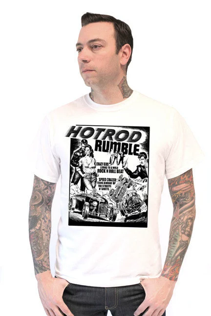 Men's vintage wash t-shirt-Hotrod Rumble  M-208