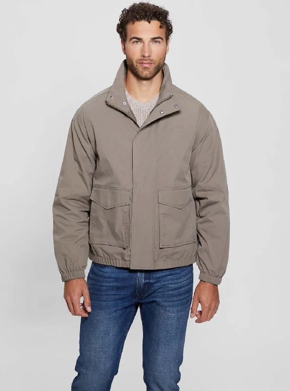 Men's comfortable puffer jacket-Brown Essential Utility Jacket