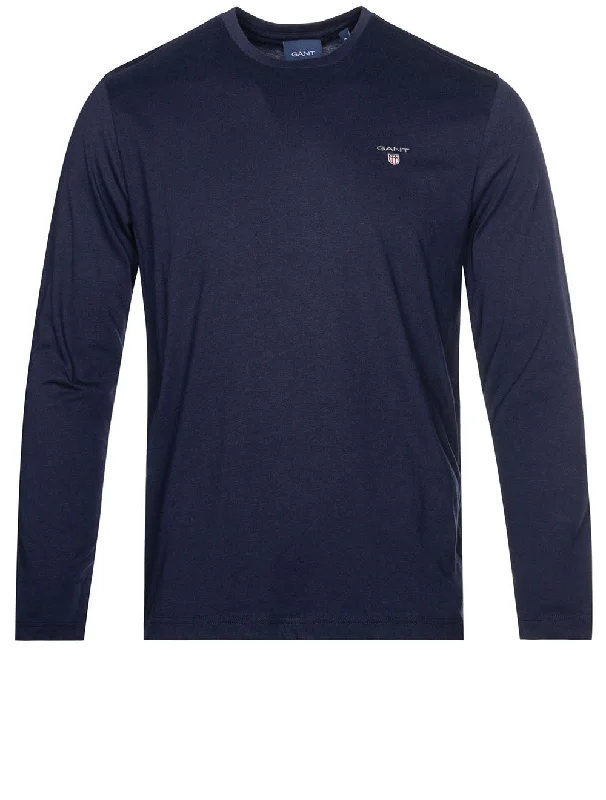 Men's seamless t-shirt-Original Long Sleeve T-shirt Evening Blue