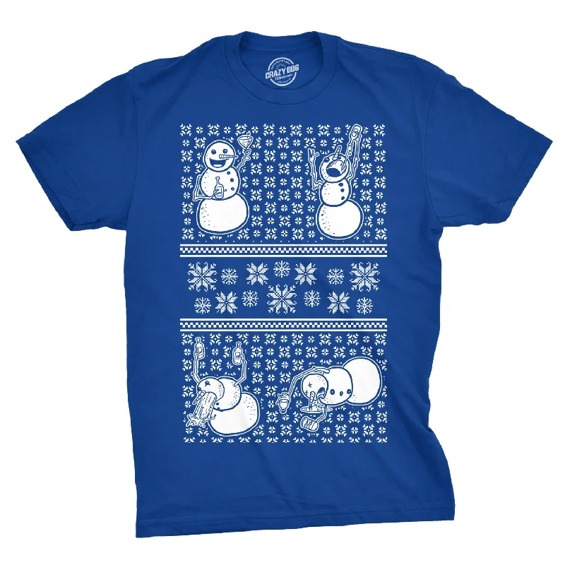 Men's high-performance t-shirt-Drunk Snowmen Ugly Christmas Sweater Men's T Shirt