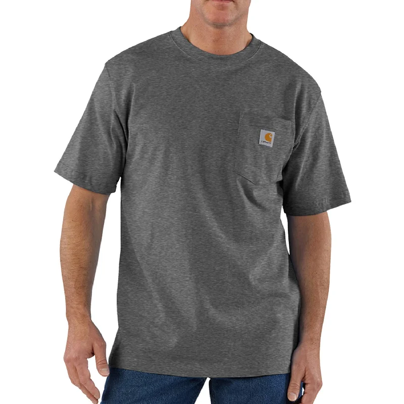 Men's graphic print t-shirt-Carhartt Men's Short Sleeve Pocket T-Shirt_Carbon Heather