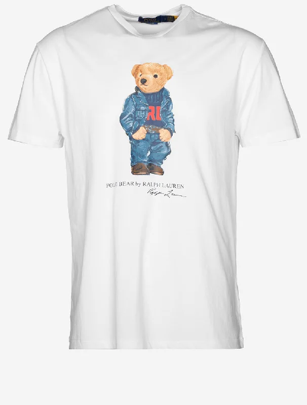 Men's unique design t-shirt-Bear Jersey T-Shirt White