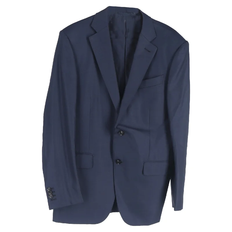 Men's comfortable field jacket-Ermenegildo Zegna Single-Breasted Blazer and Trousers Set in Navy Blue Wool