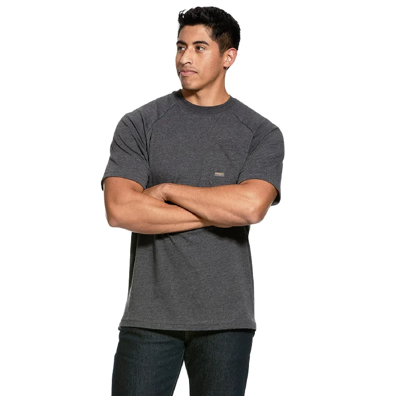 Men's athletic performance t-shirt-Ariat Men's Rebar CottonStrong T-Shirt_Charcoal Heather