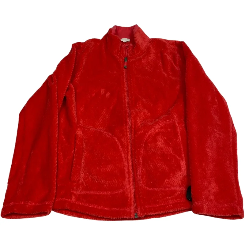 Men's non-iron field jacket-Jacket Fleece By Talbots In Red, Size: S