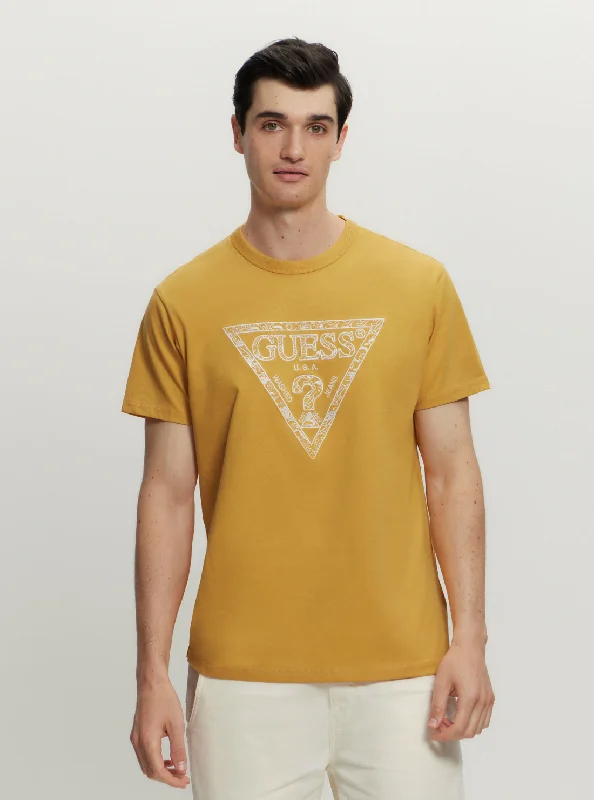 Men's fitted muscle t-shirt-Eco Yellow Logo T-Shirt