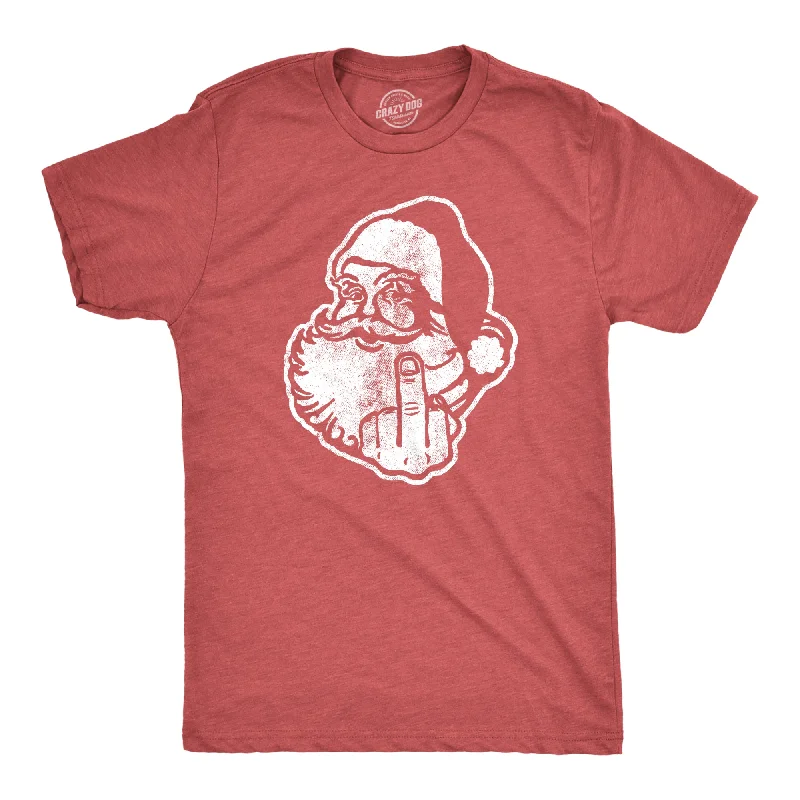 Men's retro-inspired t-shirt-Middle Finger Santa Men's T Shirt