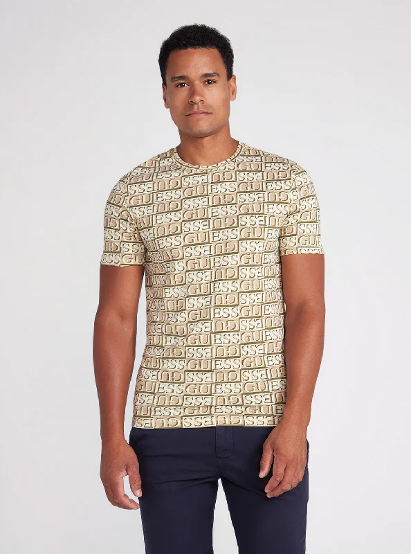 Men's seamless t-shirt-Sand Upside Down Logo T-Shirt