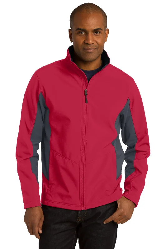 Men's fashion-forward fleece-Port Authority Mens Core Wind & Water Resistant Full Zip Jacket - Rich Red/Battleship Grey - Closeout