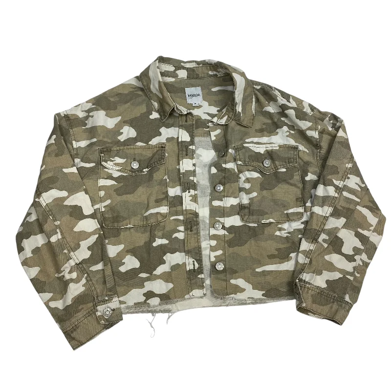 Men's wrinkle-resistant fleece jacket-Jacket Denim By Kensie In Camouflage Print, Size: M