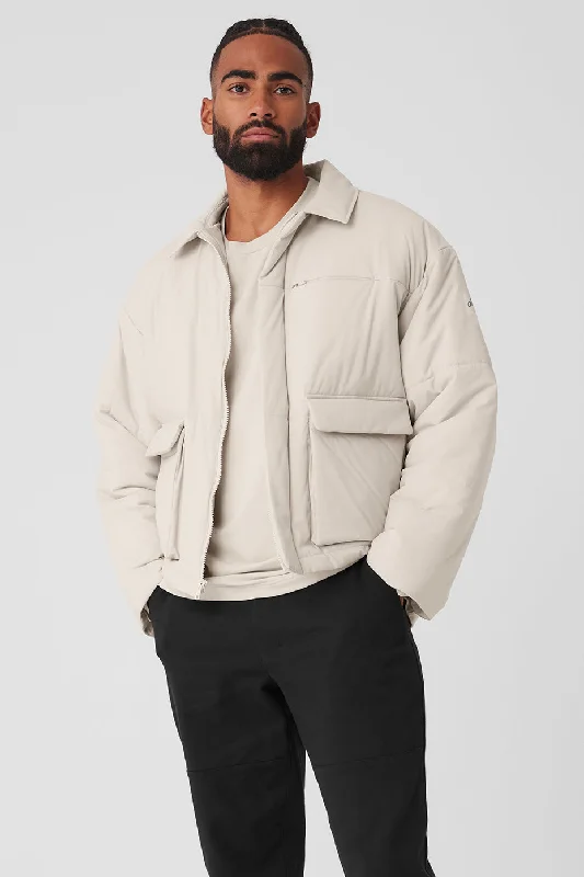 Men's high-performance fleece jacket-Voyage Utility Cargo Jacket - Bone