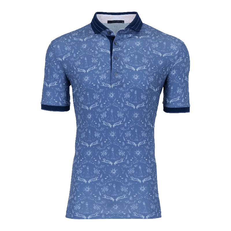 Men's relaxed fit dress polo shirt-Montauk Curiosities Polo