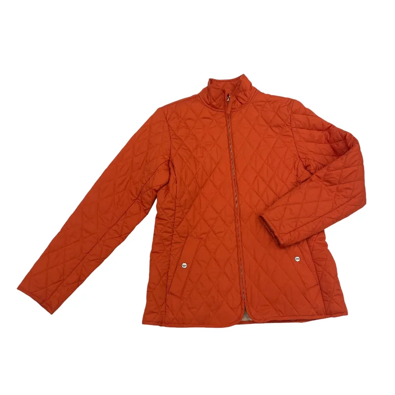 Men's tech-inspired bomber-Jacket Puffer & Quilted By Lands End In Orange, Size:S