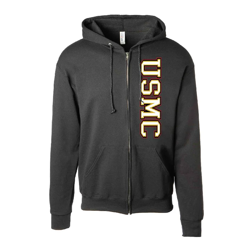 Men's versatile hoodie-USMC Vertical Full-Zip Hoodie