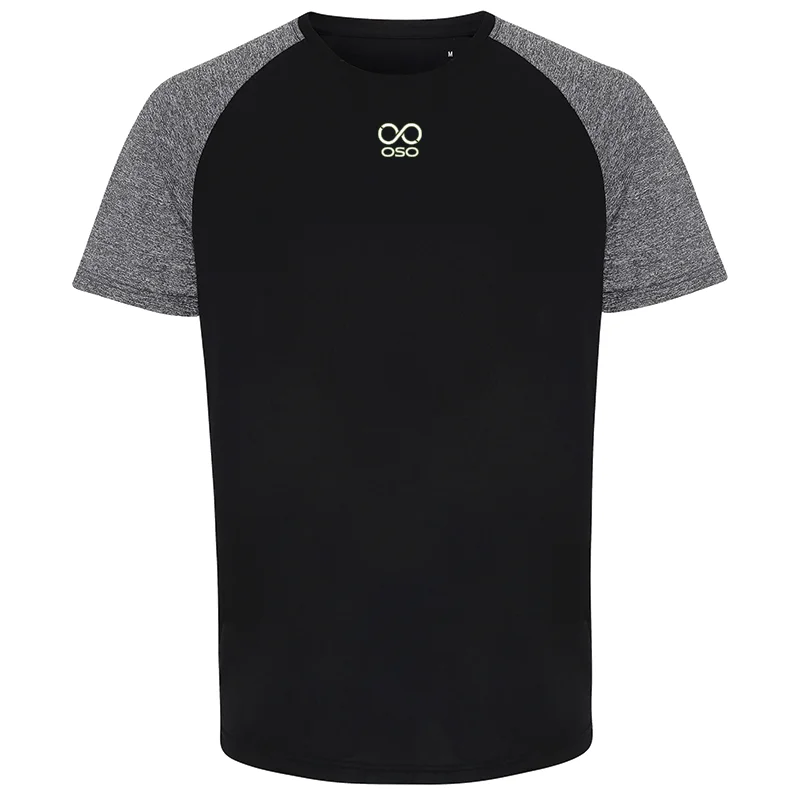 Men's athletic performance t-shirt-OSO Slim Fit Baseball Tee - Blk/blk melange