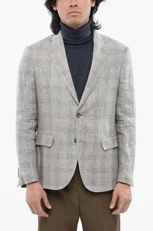 Men's pre-washed anorak-Nino Danieli Checked Wool Blend Blazer