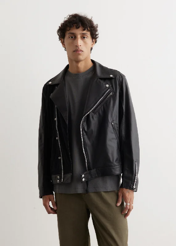 Men's adaptive casual jacket-Spliced Leather Rider