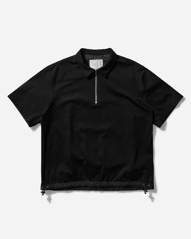 Men's longline t-shirt-Men's Cotton Jersey Polo Shirt Black