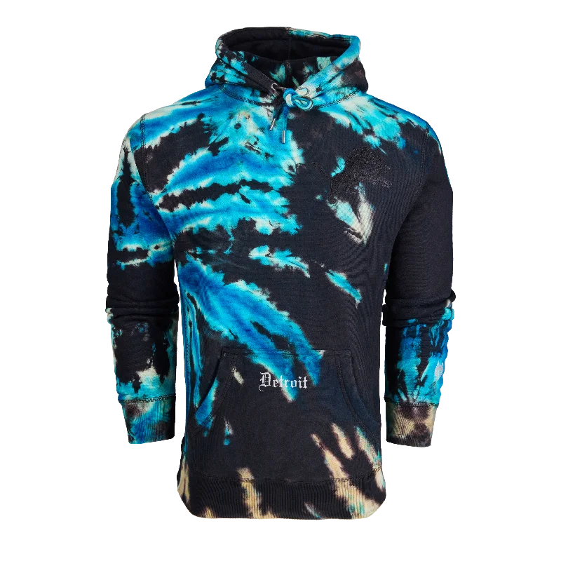 Men's sporty hoodie-Detroit Lions Black & Blue Fireside Hoodie