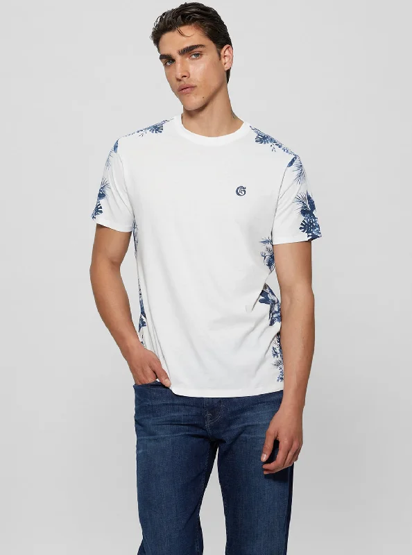 Men's classic fit t-shirt-Eco White Watercolour Palms T-Shirt