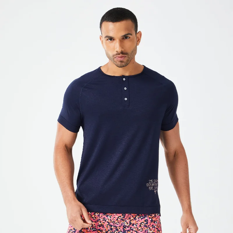 Men's moisture-control t-shirt-Code Henley Tee - Navy