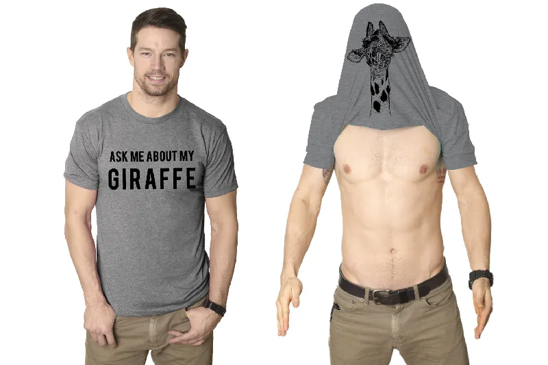 Men's longline t-shirt-Ask Me About My Giraffe Men's T Shirt