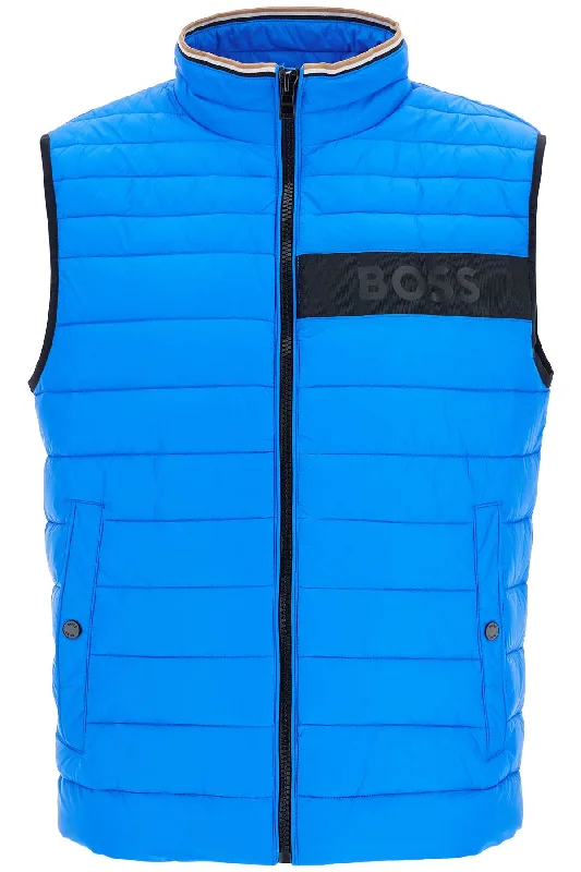 Men's weather-resistant bomber jacket-Boss Men's Bright blue Quilted Gilet With High Collar And Zip