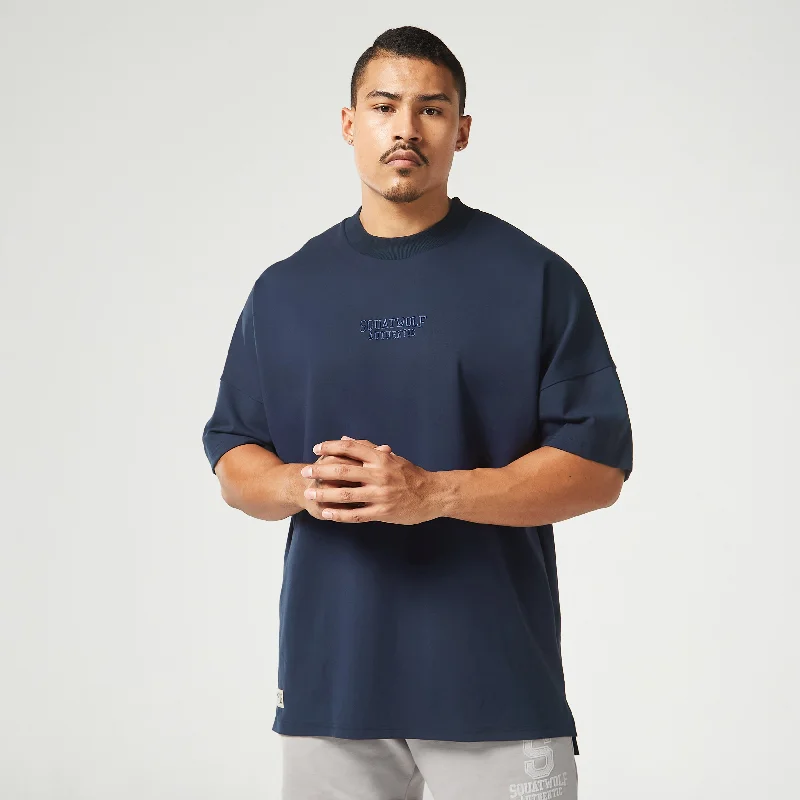 Men's classic fit t-shirt-Golden Era Authentic Oversized Tee Navy Logo Edition - Navy