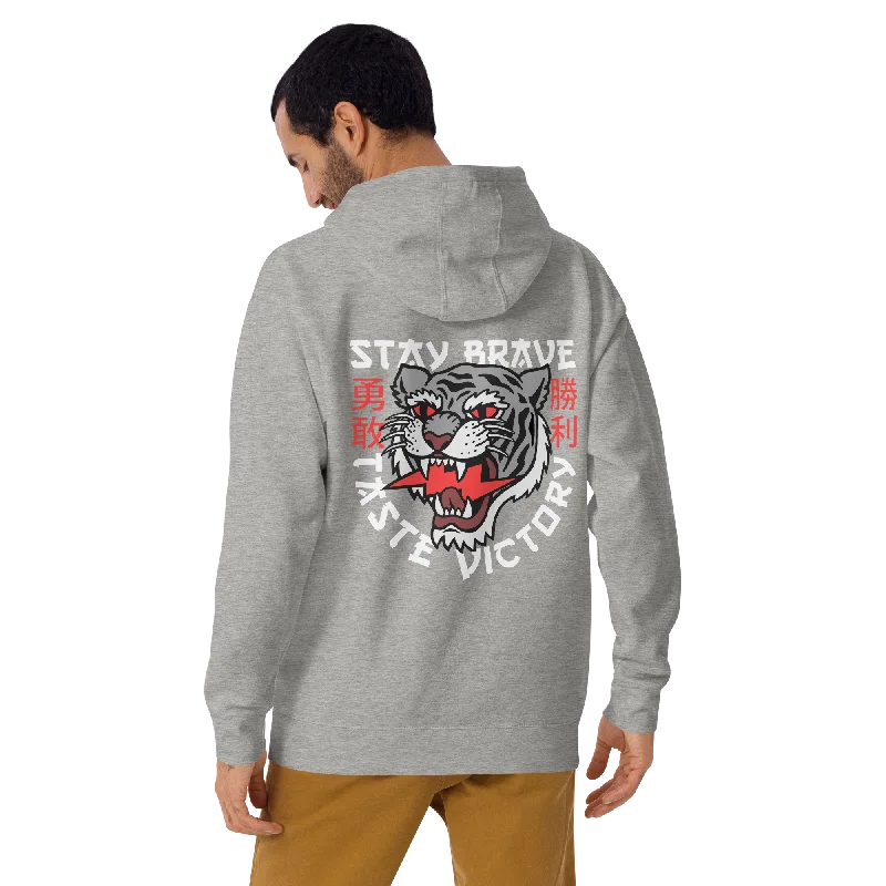 Men's eco-conscious hoodie-Stay Brave - Grey hoodie