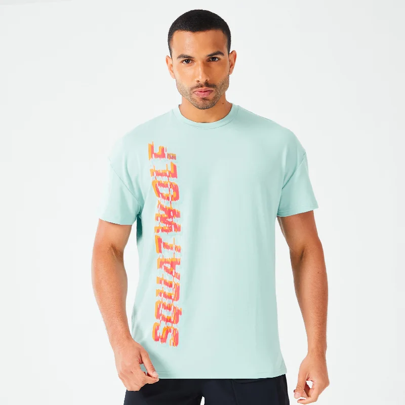 Men's fashion-forward t-shirt-Glitch Oversized Tee - Canal Blue