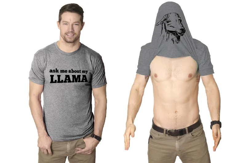 Men's fitted muscle t-shirt-Ask Me About My Llama Flip Men's T Shirt