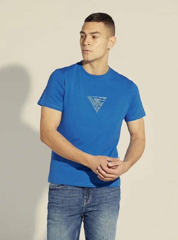 Men's fitted muscle t-shirt-Blue Jimmy Logo T-Shirt