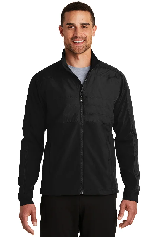 Men's lightweight raincoat-Ogio Mens Endurance Brink Wind & Water Resistant Full Zip Jacket - Blacktop - Closeout