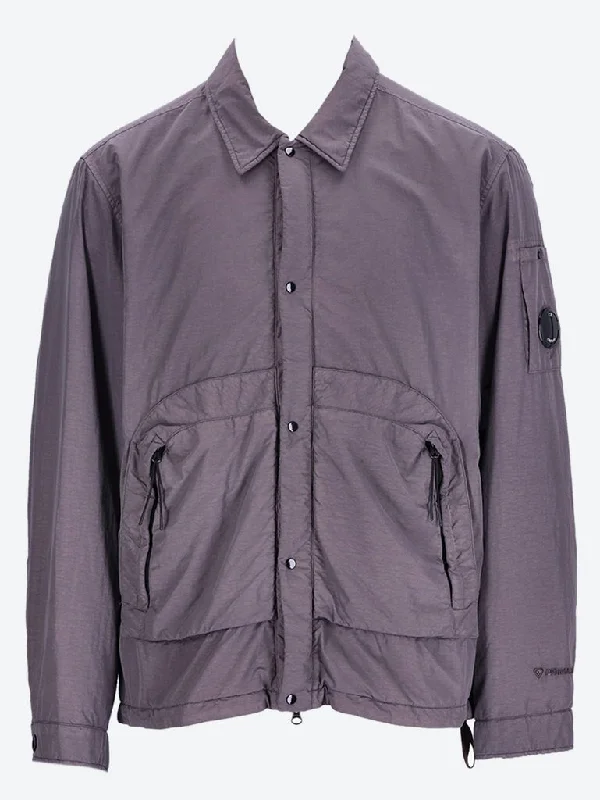 Men's weatherproof utility jacket-Flatt nylon buttoned stand jacket