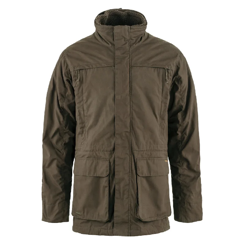 Men's weatherproof utility jacket-Fjallraven Barents 3 in 1 Hydratic Jacket Dark Olive