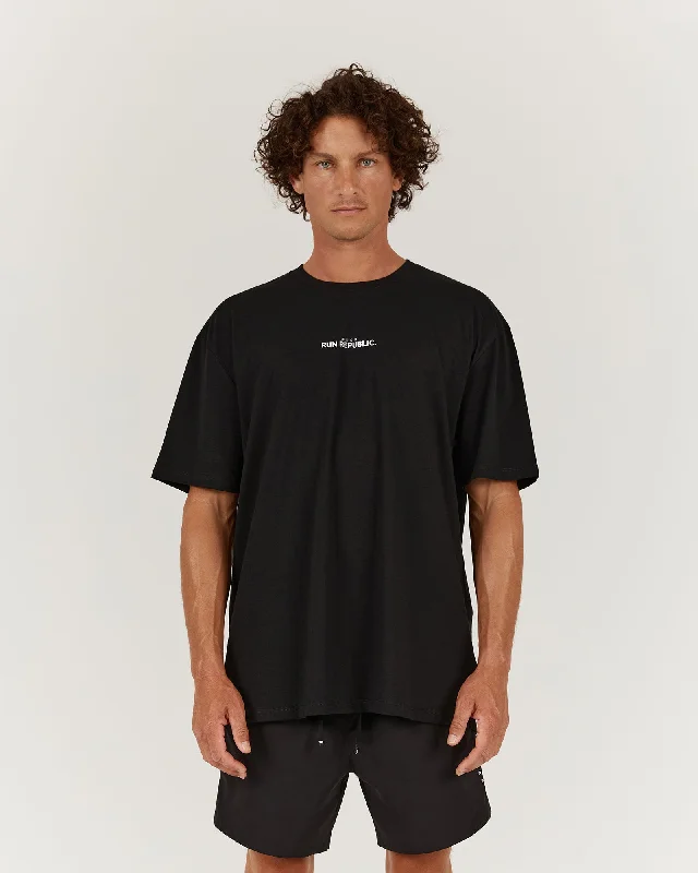 Men's super-soft jersey t-shirt-MENS RUN REPUBLIC TEE - BLACK