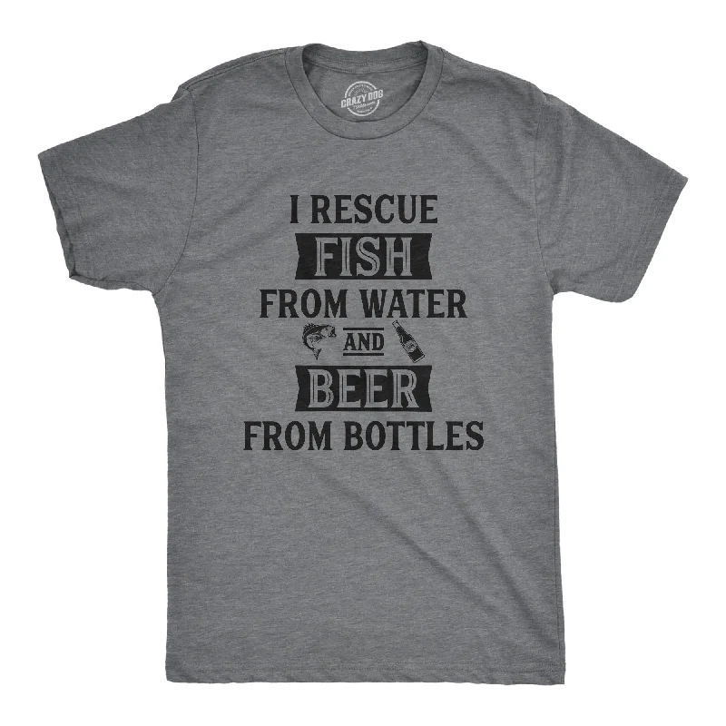 Men's lightweight travel t-shirt-I Rescue Fish And Beer Men's T Shirt