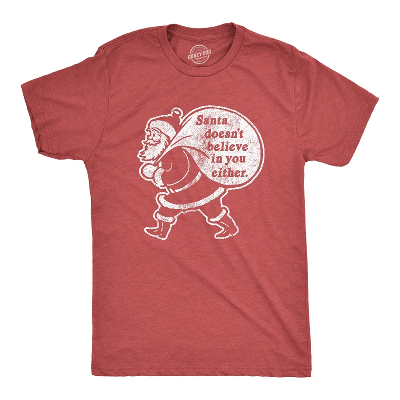 Men's hand-painted t-shirt-Santa Doesn't Believe In You Either Men's T Shirt