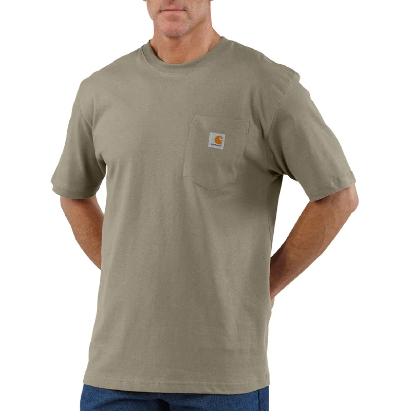 Men's fitted muscle t-shirt-Carhartt Men's Short Sleeve Pocket T-Shirt_Desert