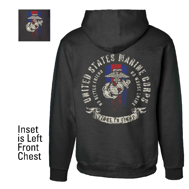 Men's gym-ready hoodie-USMC Blood Stripe EGA Hoodie