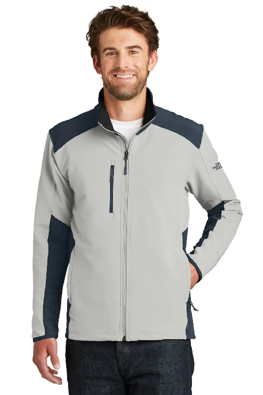 Men's sustainable down jacket-The North Face Mens Tech Wind & Water Resistant Full Zip Jacket - Mid Grey/Urban Navy Blue - Closeout