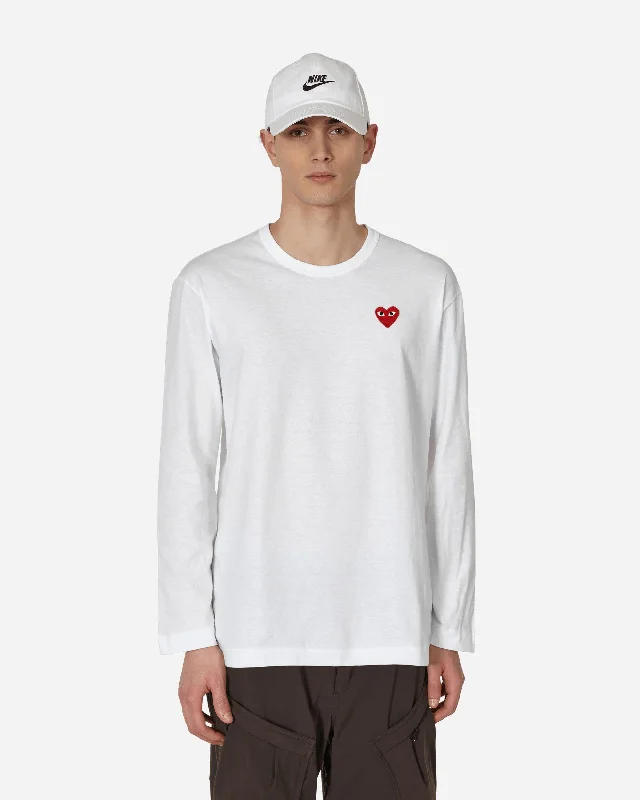 Men's organic cotton t-shirt-Heart Longsleeve T-Shirt White