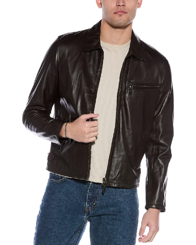 Men's breathable utility coat-Reiss Foster Leather Jacket