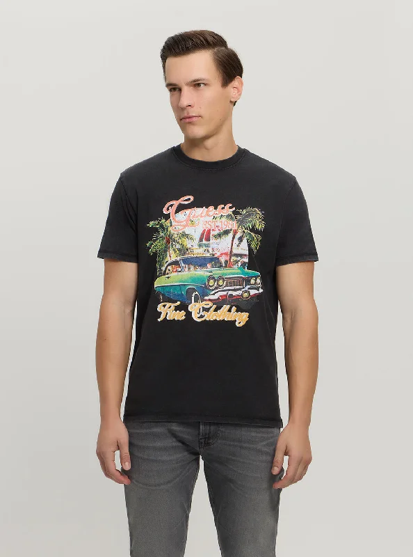 Men's graphic print t-shirt-Black Summer Car T-Shirt