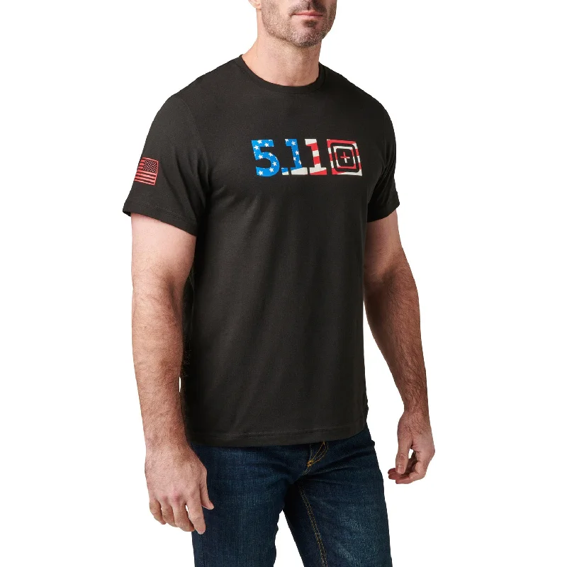 Men's fitted muscle t-shirt-5.11 Tactical Men's USA Flag Fill Logo Graphic T-Shirt