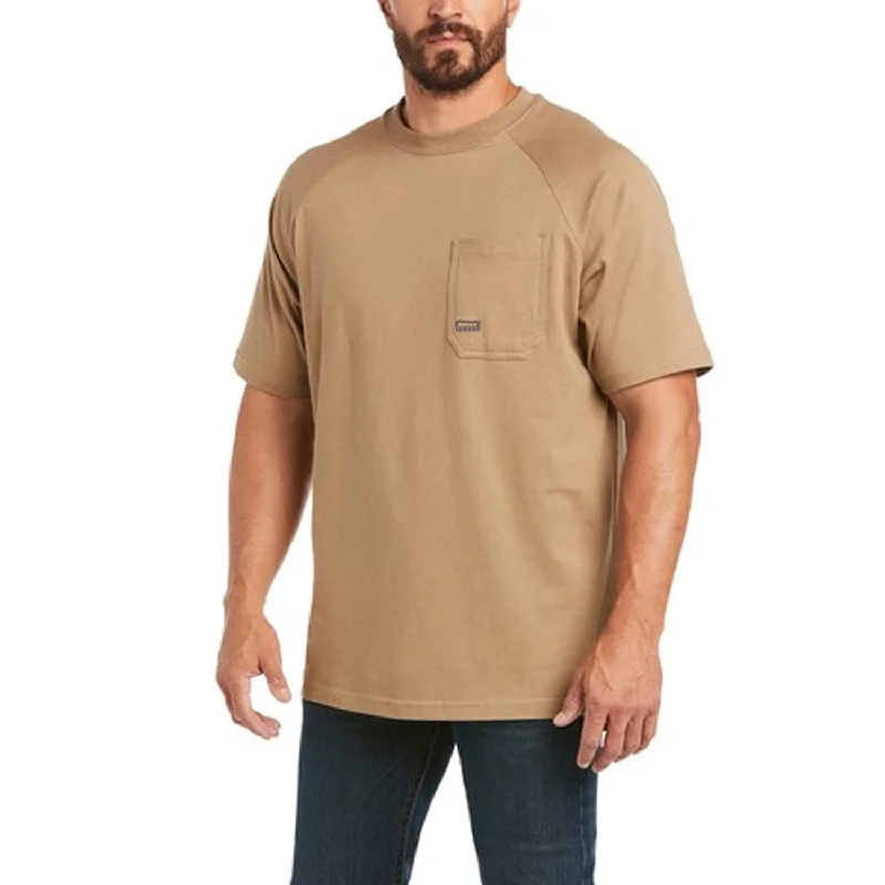 Men's athletic performance t-shirt-Ariat Men's Rebar CottonStrong T-Shirt_Khaki